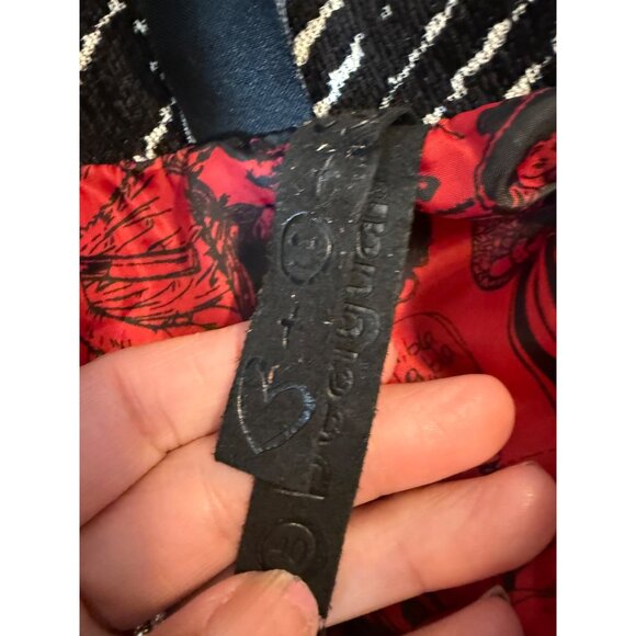 VTG Artsy Desigual We love Womens 40 Patchwork Tapestry Trench Coat Jacket Retro - Picture 7 of 16